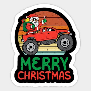 Kids Merry Christmas Santa Monster Truck Xmas Toddler Sticker